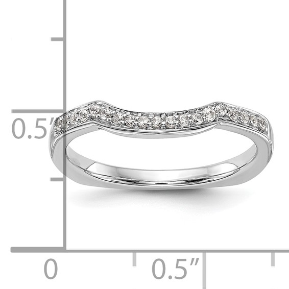 14k White Gold 1/10 carat Diamond Contoured Complete Wedding Band