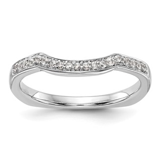 14k White Gold 1/10 carat Diamond Contoured Complete Wedding Band