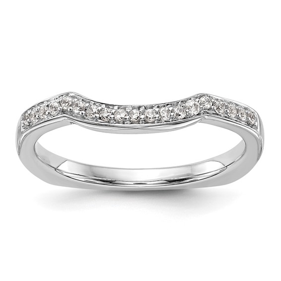 14k White Gold 1/10 carat Diamond Contoured Complete Wedding Band