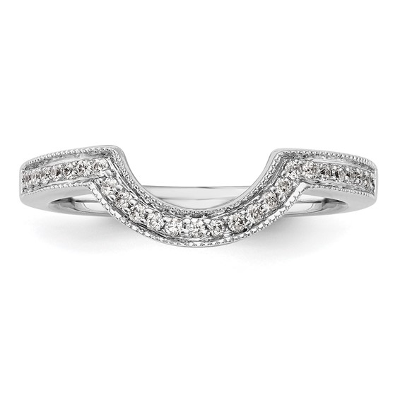 14k White Gold 1/8 carat Diamond Contoured Complete Wedding Band