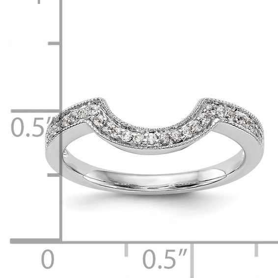 14k White Gold 1/8 carat Diamond Contoured Complete Wedding Band