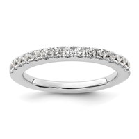 14K White Gold 0.50 Carat Lab Grown Diamond VS SI+ G+ Complete Wedding Band view 1