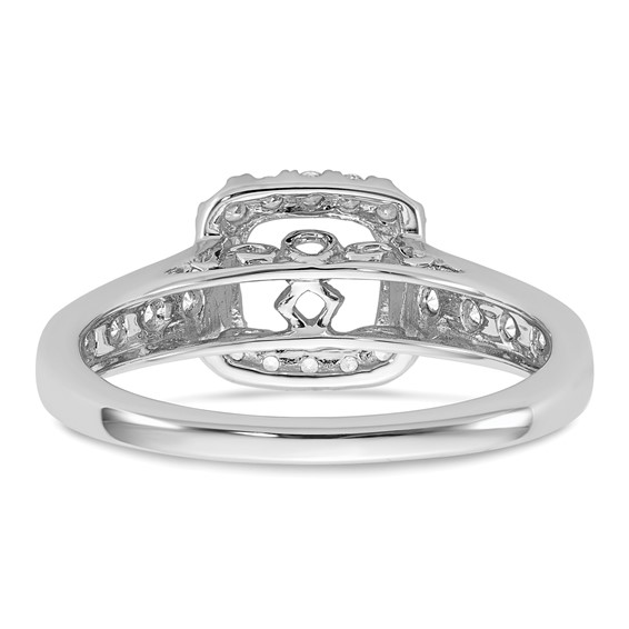 14k White Gold Halo Plus Peg Set 1/2 carat Diamond Semi-Mount Engagement Ring