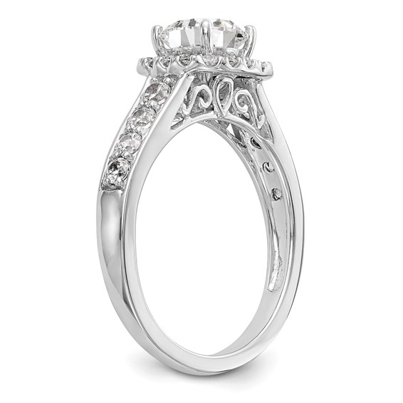 14k White Gold Halo Plus Peg Set 1/2 carat Diamond Semi-Mount Engagement Ring
