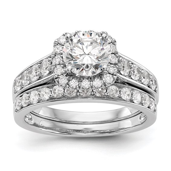 14k White Gold Halo Plus Peg Set 1/2 carat Diamond Semi-Mount Engagement Ring
