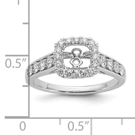 14k White Gold Halo Plus Peg Set 1/2 carat Diamond Semi-Mount Engagement Ring