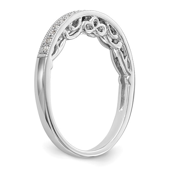 14K White Gold 1/10 carat Diamond Complete Wedding Band