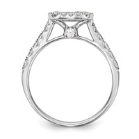 14K White Gold 0.50 Carat Lab Grown Diamond VS SI+ G+ Semi Mount Halo Peg Set Engagement Ring view 3
