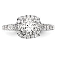 14K White Gold 0.50 Carat Lab Grown Diamond VS SI+ G+ Semi Mount Halo Peg Set Engagement Ring view 5