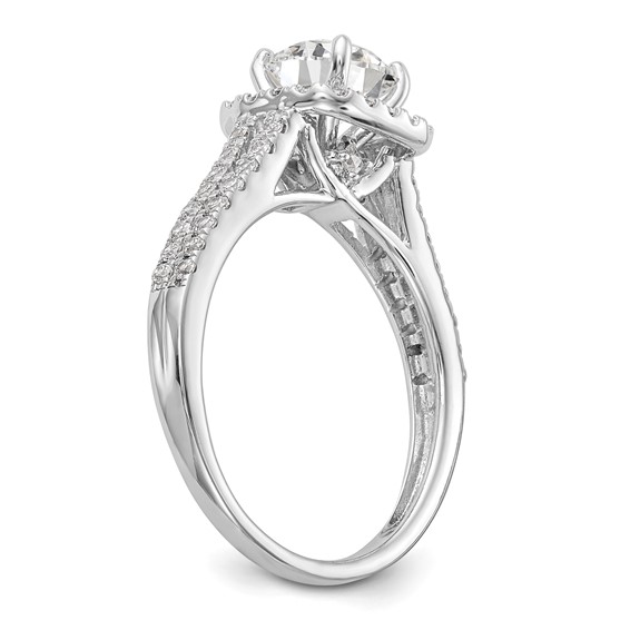 14k White Gold Halo Plus Peg Set 1/2 carat Diamond Semi-Mount Engagement Ring