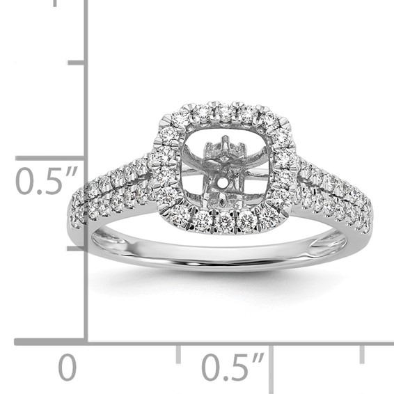 14k White Gold Halo Plus Peg Set 1/2 carat Diamond Semi-Mount Engagement Ring