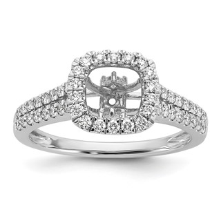 14k White Gold Halo Plus Peg Set 1/2 carat Diamond Semi-Mount Engagement Ring