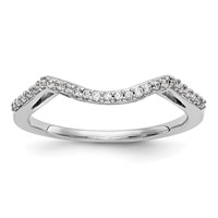 14K White Gold 0.12 Carat Lab Grown Diamond VS SI+ G+ Complete Round Contoured Wedding Band view 1