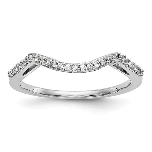 14K White Gold 0.12 Carat Lab Grown Diamond VS SI+ G+ Complete Round Contoured Wedding Band