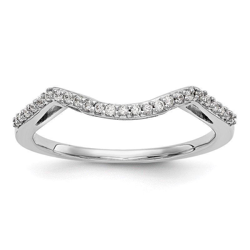 14k White Gold 1/8 carat Lab Grown Diamond VS/SI+ G+ Complete Round Contoured Wedding Band