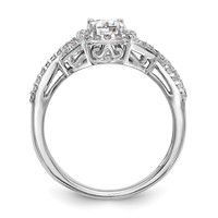 14K White Gold 0.75 Carat Lab Grown Diamond VS SI+ G+ Complete Round Double Halo Engagement Ring view 3