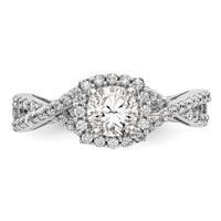 14K White Gold 0.75 Carat Lab Grown Diamond VS SI+ G+ Complete Round Double Halo Engagement Ring view 5
