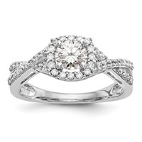 14K White Gold 0.75 Carat Lab Grown Diamond VS SI+ G+ Complete Round Double Halo Engagement Ring view 1