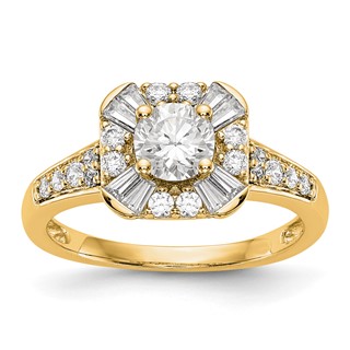 14k Yellow Round Cushion Halo Engagement Ring Mounting