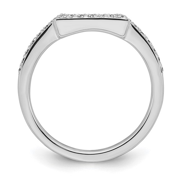 14K White Gold 1/8 carat Diamond Contoured Complete Wedding Band