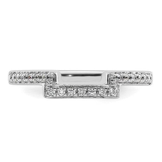 14K White Gold 1/8 carat Diamond Contoured Complete Wedding Band