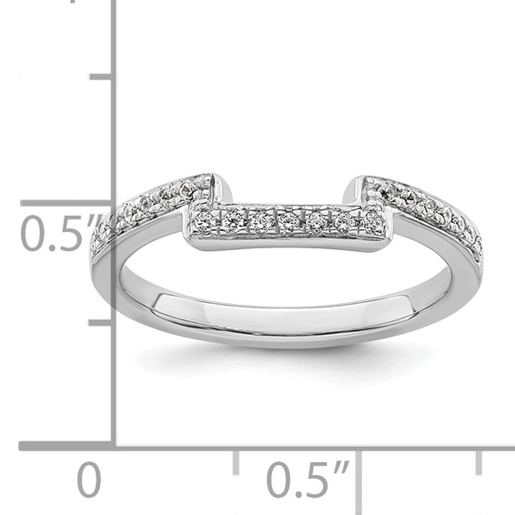 14K White Gold 1/8 carat Diamond Contoured Complete Wedding Band