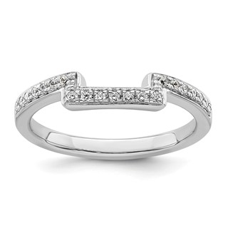 14K White Gold 1/8 carat Diamond Contoured Complete Wedding Band