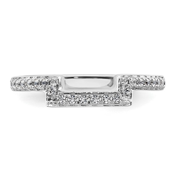 14K White Gold 1/6 carat Diamond Contoured Complete Wedding Band