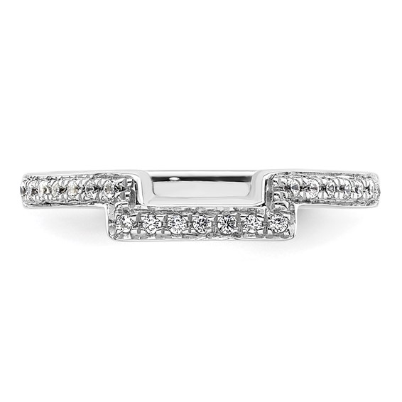 14K White Gold 1/5 carat Diamond Contoured Complete Wedding Band