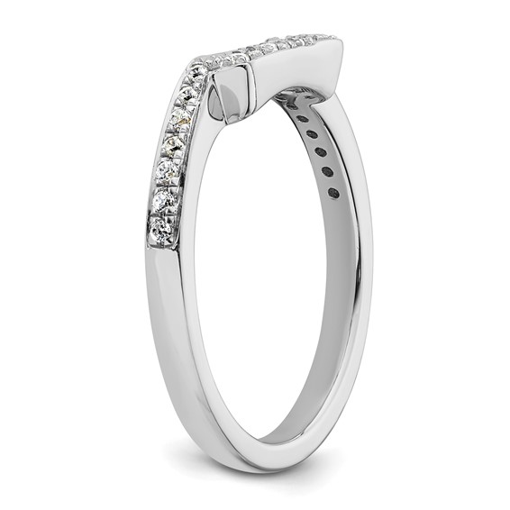 14K White Gold 1/5 carat Diamond Contoured Complete Wedding Band