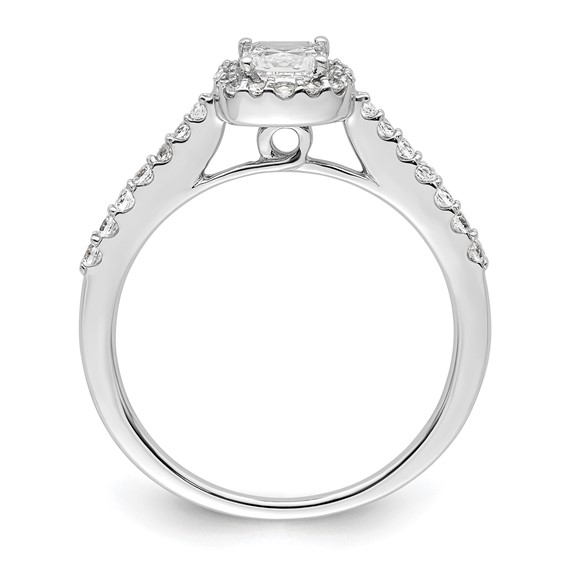 14K White Gold Halo Plus (Holds 1/2 carat (4.3mm) Princess Center) 1/3 carat Diamond Semi-Mount Engagement Ring