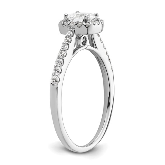 14K White Gold Halo Plus (Holds 1/2 carat (4.3mm) Princess Center) 1/3 carat Diamond Semi-Mount Engagement Ring