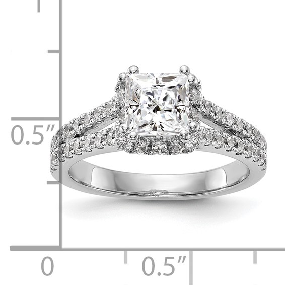 14K White Gold Diamond Princess Semi-Mount Square Halo Engagement Ring