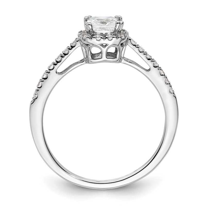 14k White Gold 1/4 carat Lab Grown Diamond VS/SI+ G+ 3/4 carat Center Cushion Semi Mount Engagement Ring