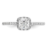 14K White Gold 0.25 Carat Lab Grown Diamond VS SI+ G+ 0.75 Carat Center Cushion Semi Mount Engagement Ring view 4