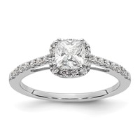 14K White Gold 0.25 Carat Lab Grown Diamond VS SI+ G+ 0.75 Carat Center Cushion Semi Mount Engagement Ring view 1