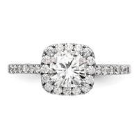 14K White Gold 0.38 Carat Lab Grown Diamond VS SI+ G+ 0.88 Carat Center Cushion Semi Mount Engagement Ring view 5