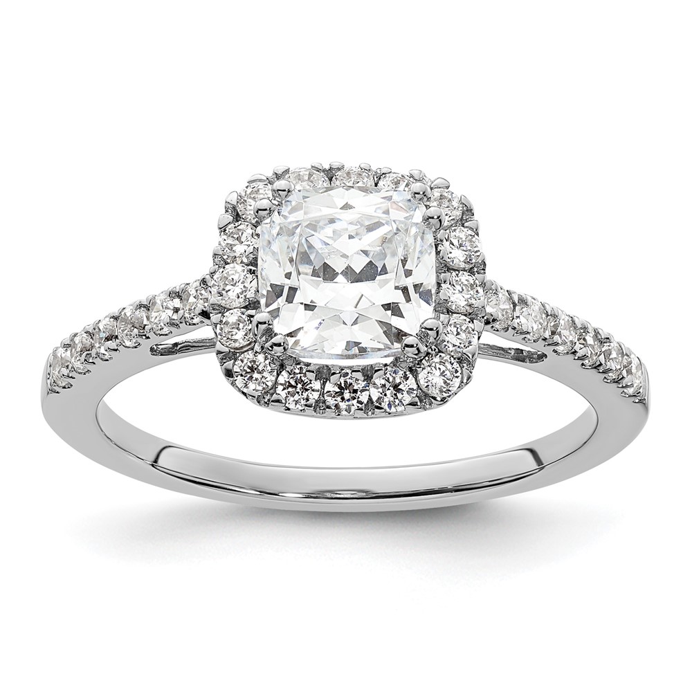 14K White Gold 0.38 Carat Lab Grown Diamond VS SI+ G+ 0.88 Carat Center Cushion Semi Mount Engagement Ring
