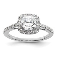 14K White Gold 0.38 Carat Lab Grown Diamond VS SI+ G+ 0.88 Carat Center Cushion Semi Mount Engagement Ring view 1