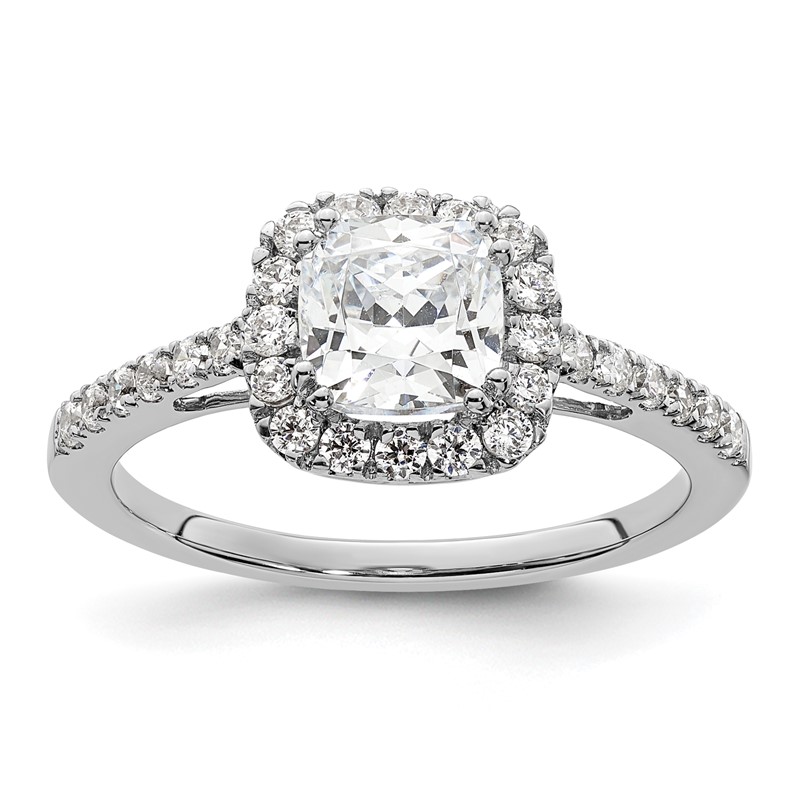 14k White Gold 3/8 carat Lab Grown Diamond VS/SI+ G+ 7/8 carat Center Cushion Semi Mount Engagement Ring