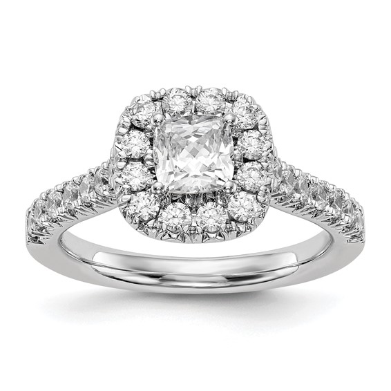 Cushion Halo Diamond Semi-mount Engagement Rings