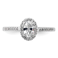 14K White Gold 0.75 Carat Lab Grown Diamond VS SI+ G+ Oval Complete Halo Engagement Ring view 4