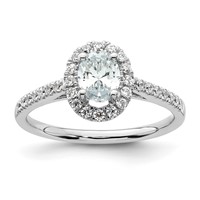 14K White Gold 0.75 Carat Lab Grown Diamond VS SI+ G+ Oval Complete Halo Engagement Ring view 1
