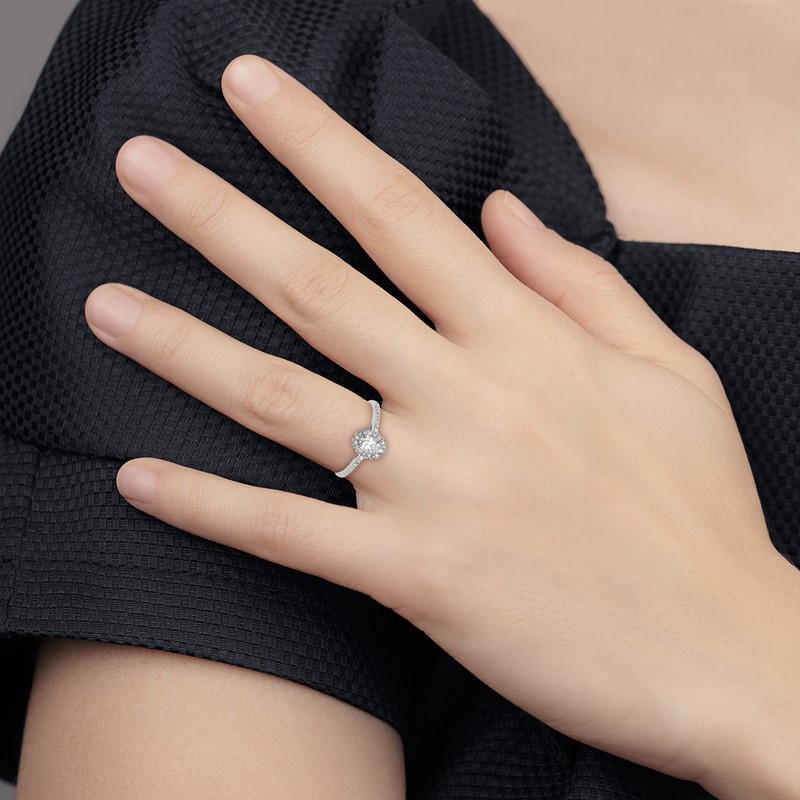 14k White Gold 1/2 carat Lab Grown Diamond VS/SI+ G+ 1 carat Center Oval Semi Mount Halo Engagement Ring