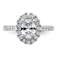 14K White Gold 0.50 Carat Lab Grown Diamond VS SI+ G+ 1 Carat Center Oval Semi Mount Halo Engagement Ring view 5