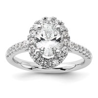 14K White Gold 0.50 Carat Lab Grown Diamond VS SI+ G+ 1 Carat Center Oval Semi Mount Halo Engagement Ring view 1