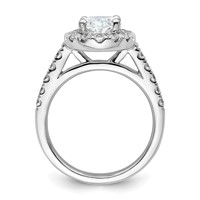 14K White Gold 0.88 Carat Lab Grown Diamond VS SI+ G+ 2 Carat Center Oval Semi Mount Halo Engagement Ring view 2
