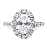 14K White Gold 0.88 Carat Lab Grown Diamond VS SI+ G+ 2 Carat Center Oval Semi Mount Halo Engagement Ring view 4