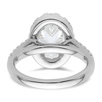 14K White Gold 0.88 Carat Lab Grown Diamond VS SI+ G+ 2 Carat Center Oval Semi Mount Halo Engagement Ring view 5