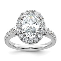 14K White Gold 0.88 Carat Lab Grown Diamond VS SI+ G+ 2 Carat Center Oval Semi Mount Halo Engagement Ring view 1